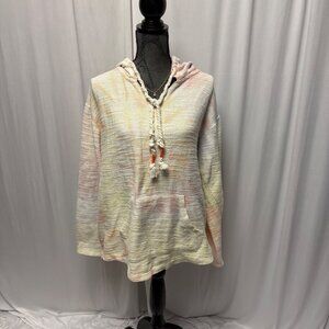 Dreamsicle Pastel Baja Sweatershirt Womens Size X-Large Hooded Boho Pullover